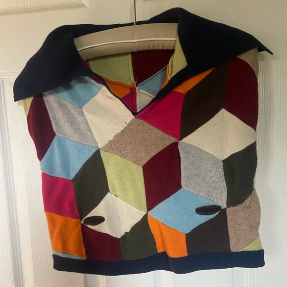 *Like Fendi 2025* Designer Handmade Cashmere Shawl w/Pockets & Wide Collar Small - Picture 2 of 6